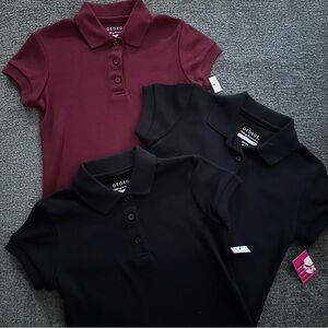 George School Uniform Polo Shirts Girls XS 4-5 Lot of 3 Maroon Black